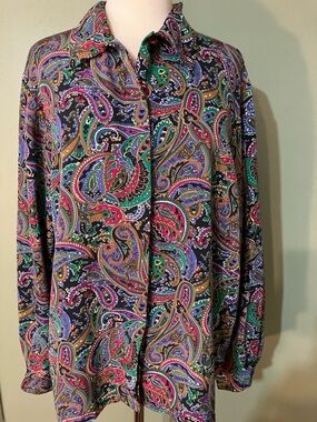 Women's Paisley Button Down Blouse Size 18
